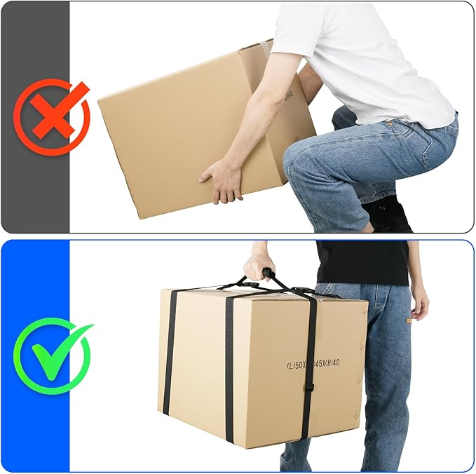 Moving Bags Carrying Strap with Handle, Heavy Duty Moving Boxes Lashing Strap Holder, Adjustable Belt Cross Style Carry Straps for Safely Moving and Lifting Heavy Boxes, Storage Totes, Groceries