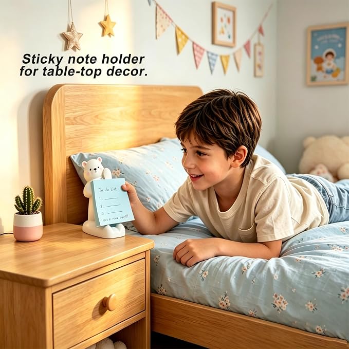 Blue White Bear Pop-Up Sticky Note Dispenser 2-in-1 Phone Stand with 3x3 Notes