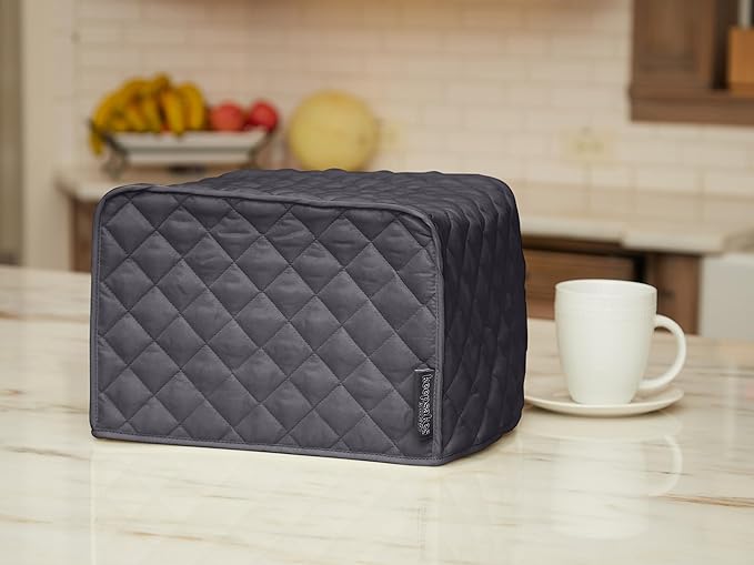 Covermates Keepsakes Toaster Cover – Quilted Appliance Protector for Coutertop Bread Ovens – Dust & Stain Resistant, Washable Slip‑On Design for Countertop Storage, Slate