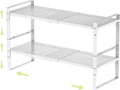 Expandable Shoe Rack Heavy-Duty Closet Organizer Adjustable Shelf Stackable Metal Framework for Entryway, Garage,RV,Pantry,Cabinet(Large,2 Packs/White)