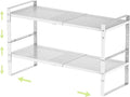 Expandable Shoe Rack Heavy-Duty Closet Organizer Adjustable Shelf Stackable Metal Framework for Entryway, Garage,RV,Pantry,Cabinet(Medium,2 Packs/White)