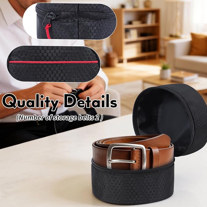 Belt Organizer Case,Travel Belt Storage Holder for Closet Drawer,Display Case for Belts,Ties,Portable Container Storage Holder,Height 3.9inch(Bag Only)