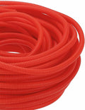 DMiotech 100ft Wire Loom Split Tubing 3/8 Inch(9.5mm) ID, Cord Protectors from Pet Flexible Conduit Cable Management for Office Home Garden, Red