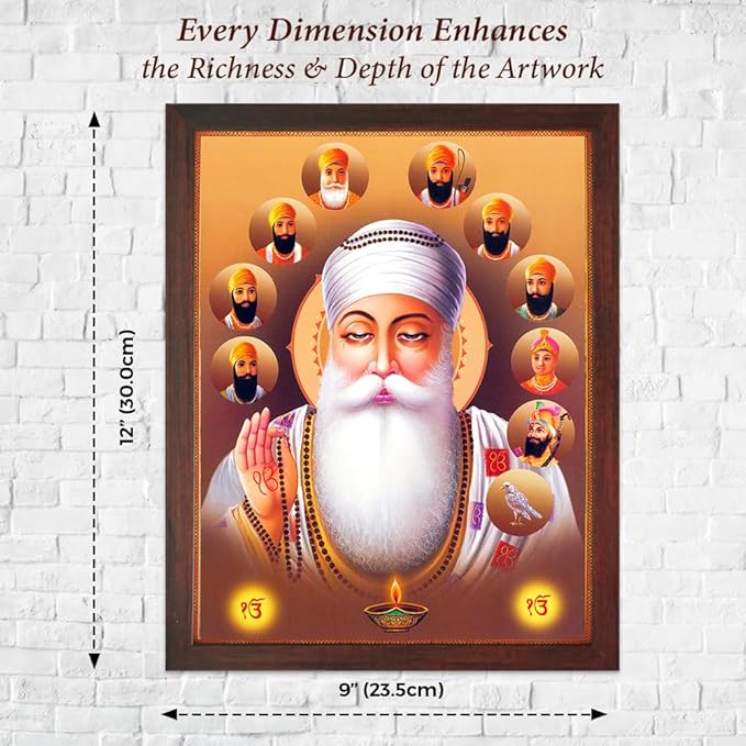 Lord Sikh Guru poster print with frame for Home Decor and Gifting Purpose (229-3)