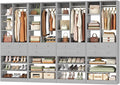 Besiost Closet System, 112"/9.3 FT Closet Organizer System with 8 Drawers and Shelves, Fit 120"/10FT Walk-in Closets Systems, Free Standing Reach in Closet Tower, Load 2400+LBS, Morandi Grey 4 Pack