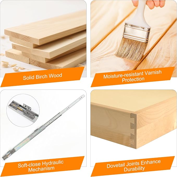 Pull Out Cabinet Organizer, 32" W x 21" D | Soft Close Pull Out Drawers for Cabinets with Heavy Duty Slides, Wood Slide Out Drawers for Kitchen Cabinets