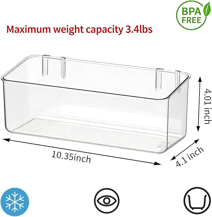 vacane 2 Pack Plastic Adhesive Mount Over Cabinet Door Organizer, Wall Organization Container Makeup Organizer Hanging Basket Bins for Kitchen, Pantry, Craft Room, Office, Space Saving Holder