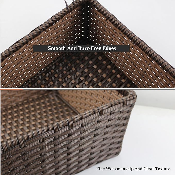 Pull Out Cabinet Storage Basket,Wardrobe Storage Organiser,Stackable Detachable Baskets Closet Storage Box,for Kitchen Office Wardrobes Cupboard Storage,Brown 2-864x220x470mm