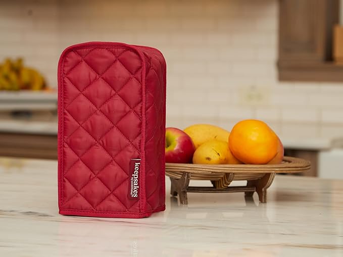 Covermates Keepsakes Coffee Maker Cover – Quilted Appliance Protector for Espresso Makers – Dust & Stain Resistant, Washable Slip‑On Design for Countertop Storage, Red