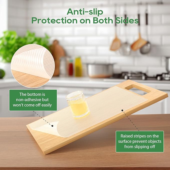 Anoak Shelf Liner Cabinet Liner, Non Adhesive Drawer Liner, Washable 24 Inch x 20 FT(240 Inch) Waterproof Durable Non-Slip Shelf Liner for Kitchen, Drawer, Refrigerator Stripe Clear