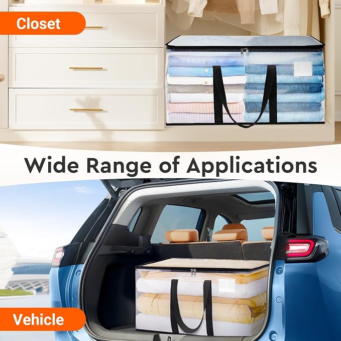 BlissTotes Moving Bags, 125L 10-Pack Storage Bags, Moving Box Heavy Duty Extra Large, Moving Totes with Zipper, Large Packing Bag with Reinforced Handles, Boxes for Packaging Moving