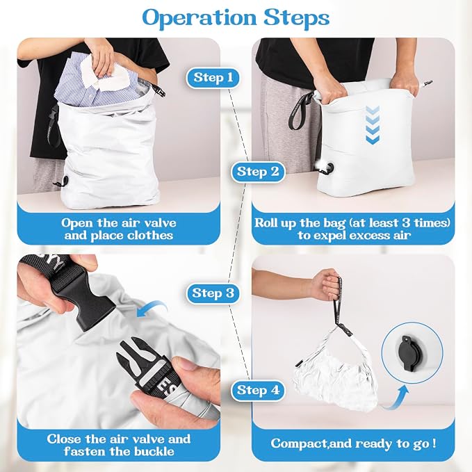 Travel Laundry Bag for Dirty Clothes, Waterproof Compression Bag | Moisture-resistant Vacuum Storage Bag, Space-Saving Laundry Storage Organizer for Cruise, Swimming, Gym