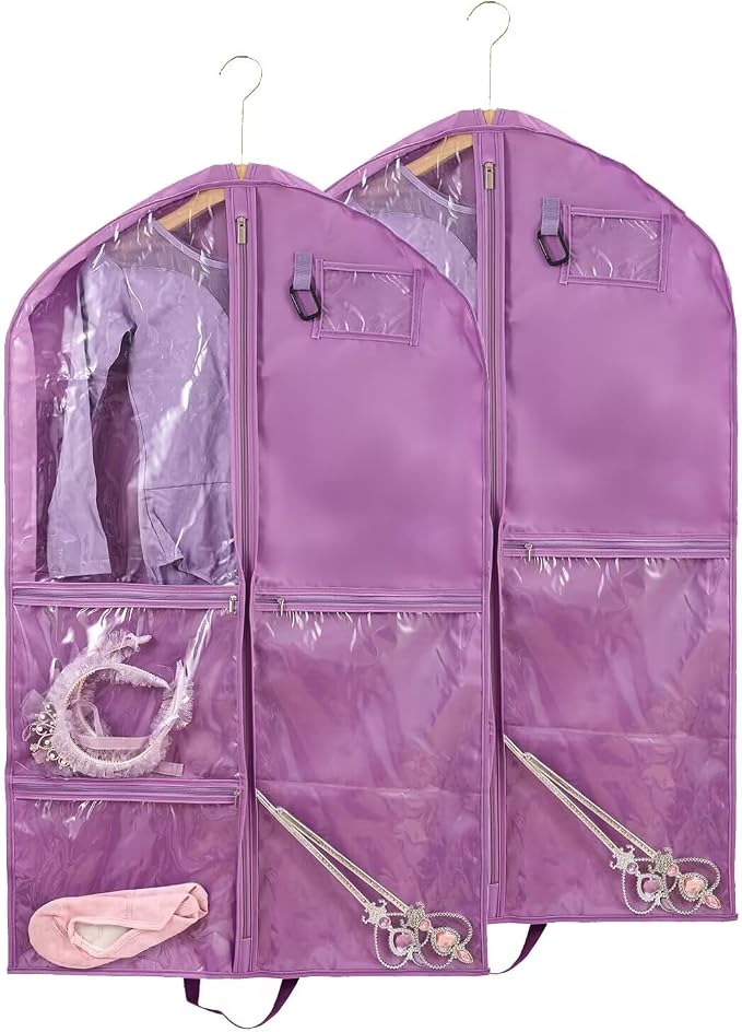 Garment Bag for Dance Costumes,40 inch Dance Garment Bags for Dancers Hanging Clothes Travel Storage,Kids Dance Recital Bags for Competition,Dance Recital Gifts for Girls,Zipper Pockets