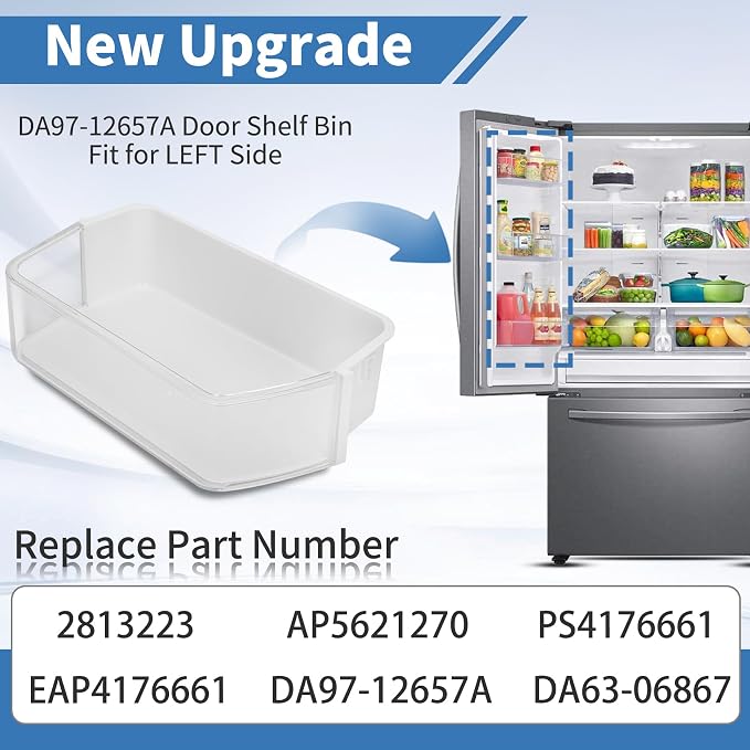 [2 Pack] DA97-12657A Refrigerator Door Bin Shelf Replacement (Left),Compatible with Samsung RF260/RF261BEAESR Refrigerator Replace EAP4176661, DA63-06867, AP5621270, 2813223, PS4176661 Door Shelf