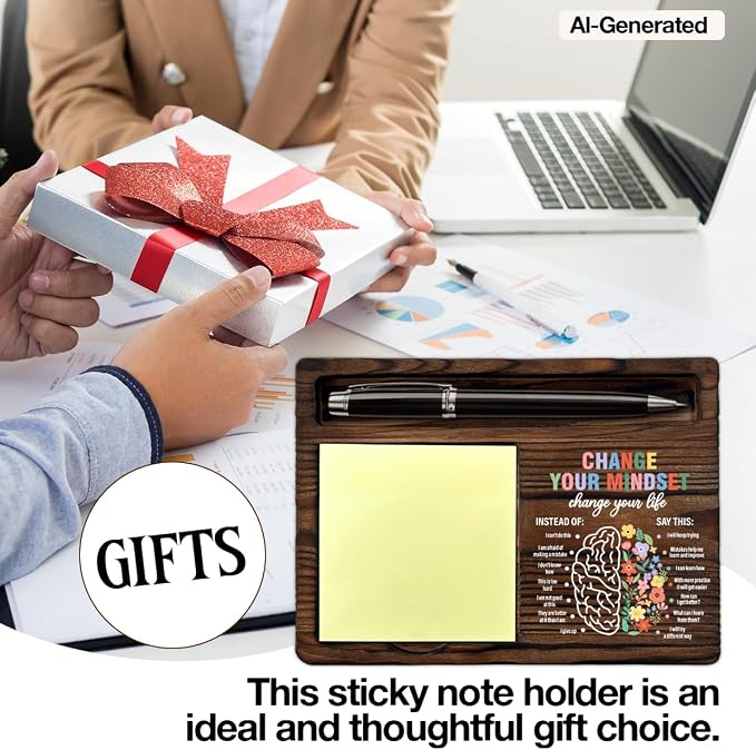 Mental Health Change Your Mindset Sticky Note Holder Therapist Gifts Therapy Office School Counselor Growth Mindset Self-Stick Note Pad Holders Desk Decor
