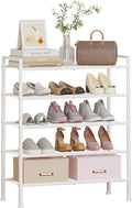 5 Tier Shoe Rack,Metal Shoe Storage | Organizer Shelf for Closet,Entryway, Garage,Narrow Space(White, 5 Tier)
