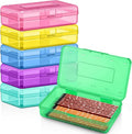 Blulu 6 Pack Large Plastic Pencil Case Clear Pencil Boxes Bulk Hard Crayon Box Storage with Lid Snap 8.1 x 4.7 x 2.2 Inch Closure Painting Marker Organizer Large Capacity Back to Supplies Multicolor