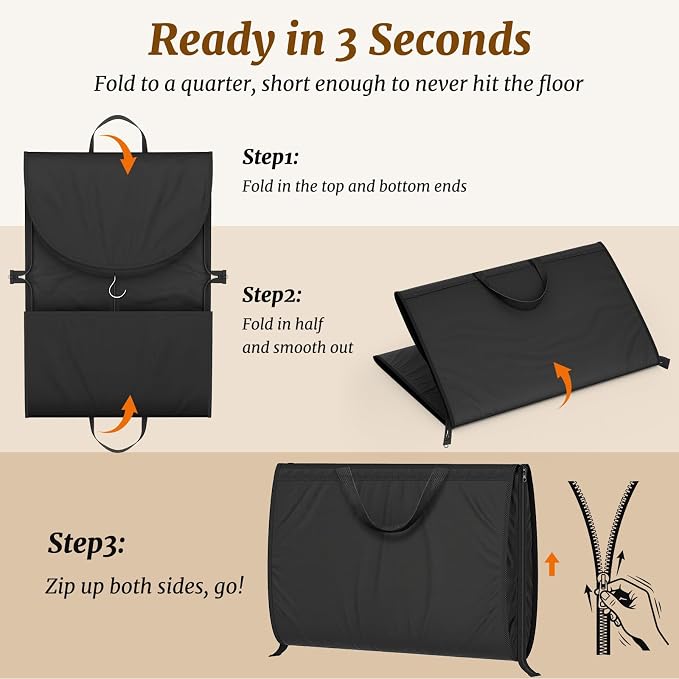 MISSLO 65" Garment Bags for Travel for Women with Loackabe-Self Zipper Waterproof Dress Bags for Gowns Long with Accessories Pockets Wedding Dress Bag Garment Covers for Hanging Clothes, Black