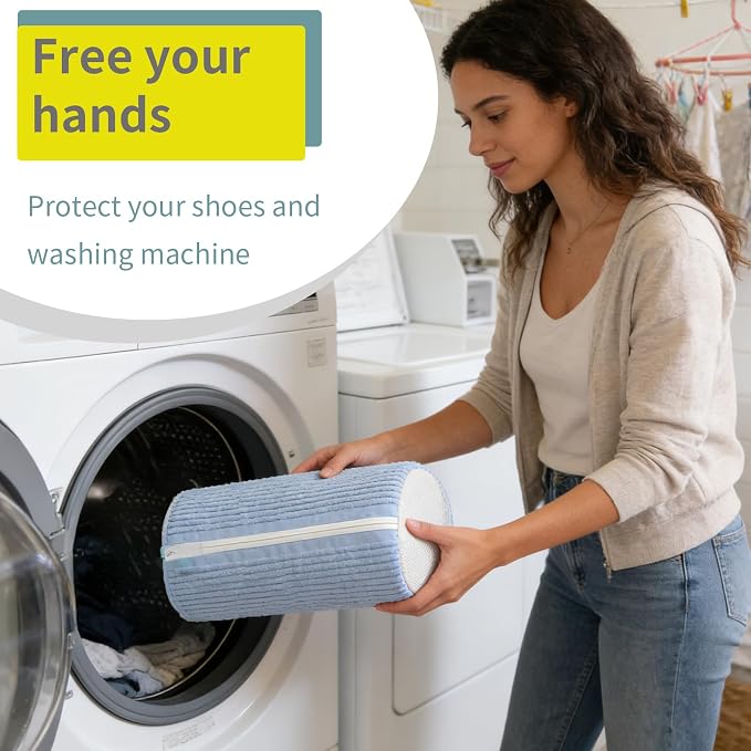 Shoe Washing Machine Bag Laundry Shoe Bag for Washer and Dryer Reusable 2pc Shoe Cleaning Bags for Sneakers 360° Deep Cleaning Machine for All Shoes Types With Invisible Zipper