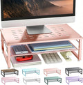gianotter 2-Tier Metal Monitor Stand Riser, Desk Organizer for Monitor, Office Desk Storage Organizer for Office Supplies (Rose Gold)