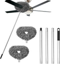 Ceiling Fan Cleaner Duster,Reusable Microfiber Ceiling Fan Blade Cleaner Duster with Extendable Long Handle Removable 13 to 48 in for Cleaning Bookshelves,Door,Window Top (Gray)