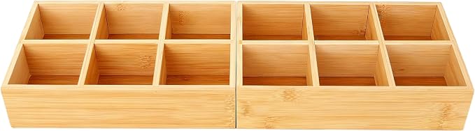 Bamboo Tea Bag Organizer, Tea Holder for Tea Organizer and Storage - 2Pcs | Holds 150 tea bags, for Drawer, Pantry, Kitchen, Cabinet, Countertop