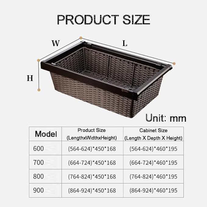 Pull Out Clothes Storage Baskets,Expandable Pull Out Cabinet Organizer,for Home Office Bedroom Laundry Room(Color2,(664-724) x450x168mm)