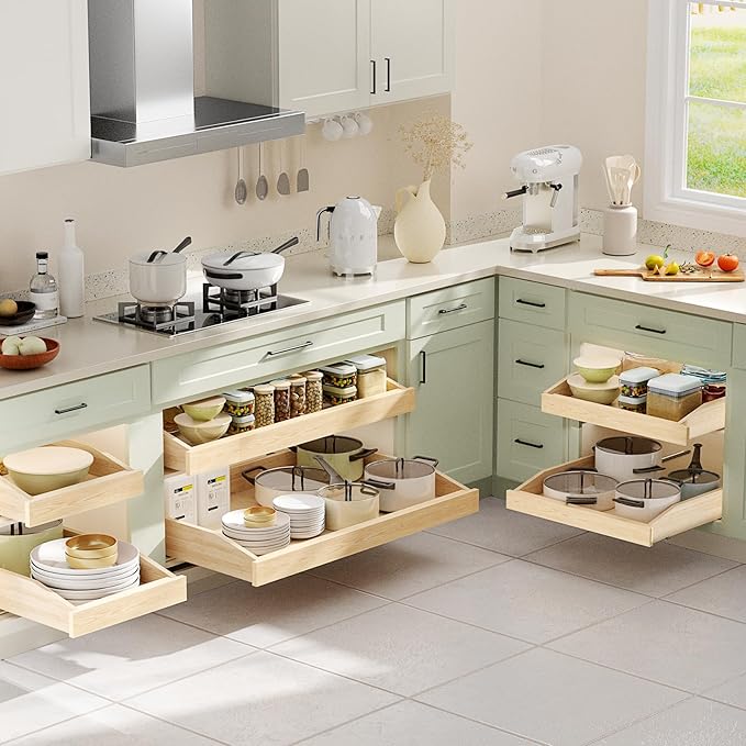 Pull Out Cabinet Drawer 25½” W x 21” D, Soft Close Pull Out Cabinet Organizer, Bottom Assembly