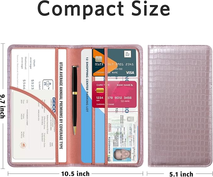 CoBak Car Registration and Insurance Holder | Vehicle Glove Box Organizer, Auto Truck Compartment Document Case with Magnetic Closure for Insurance & Driver License