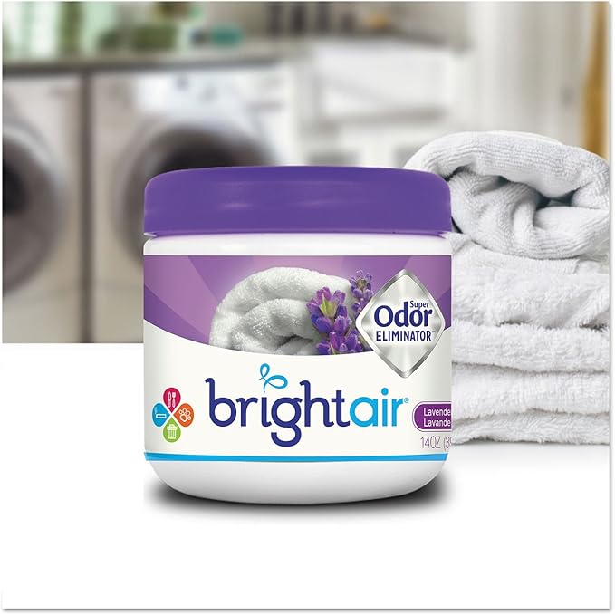 Bright Air Solid Air Freshener and Odor Eliminator, Lavender and Fresh Linen Scent, 14 Ounces (900014) , Purple