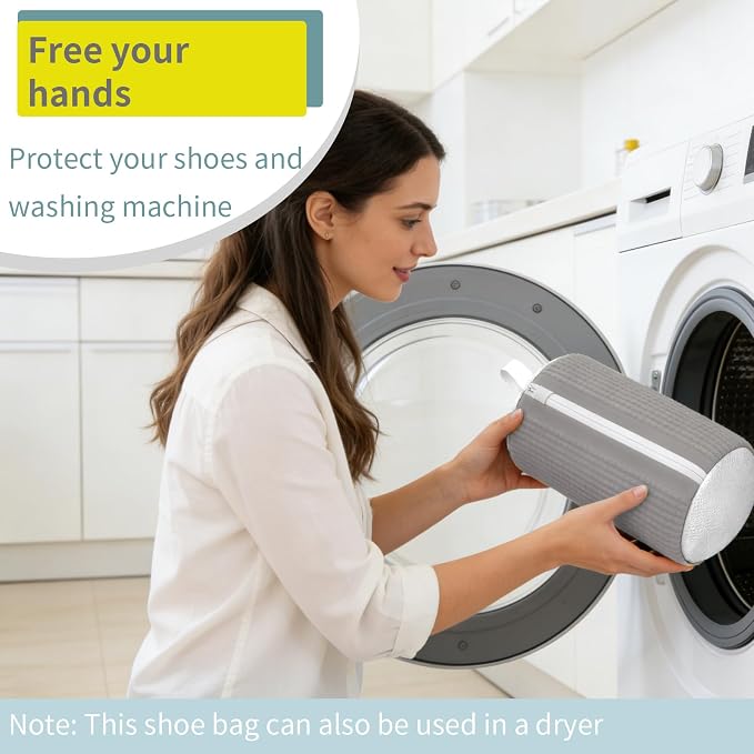 Shoe Washing Machine Bag Laundry Shoe Bag for Washer and Dryer Reusable 2pc Shoe Cleaning Bags for Sneakers 360 Deep Cleaning for All Shoes Types with Invisible Zipper