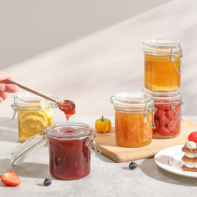 ComSaf Small Mason Glass Jars with Airtight Lids 8 oz 6 Pack Pantry | Jelly spice jar, Sourdough discard, Jam jelly honey, Spice rack cabinet organization, Seasoning herbs powders