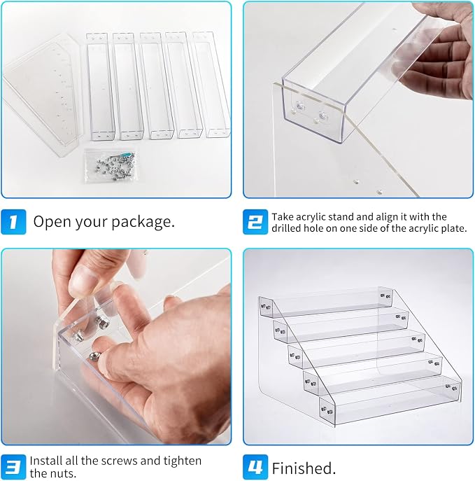 Tiered Spice Rack Acrylic, Spice Rack Shelf Seasoning Organizer | for Countertop, Cabinet, Pantry, Kitchen Storage - 5 Tier