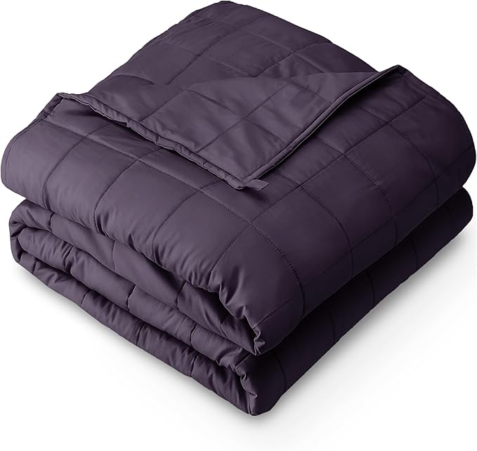 Bare Home Weighted Blanket Queen Size 22lb (60" x 80") for Adults - All-Natural 100% Cotton - Premium Heavy Blanket Nontoxic Glass Beads (Eggplant, 60"x80")