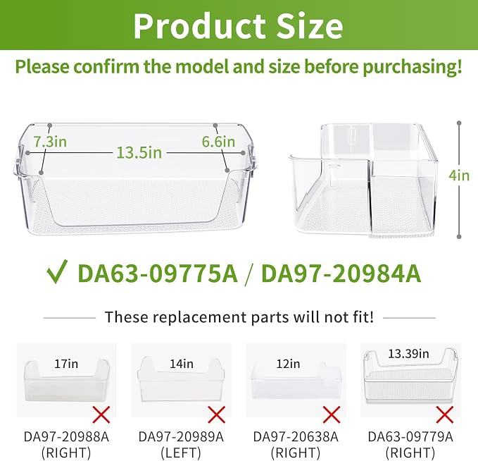 Upgraded DA63-09775A DA97-20984A Refrigerator Upper Right Door Shelf Bin | Compatible with Sam-sung Refrigerator Door Shelf Replacement, RF28T5021SR RF27T5201SR RF28T5001SG RF28T5101SR RF27T5241SR