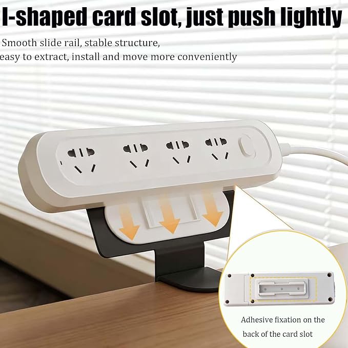 Desk Clamp for Power Strip -No-Drill Removable Power Strip Holder | No-Drill Mount for power strip clamp,Under Desk Power Strip Holder,Desks-Fits 0.5" to 1.96" Width - Black