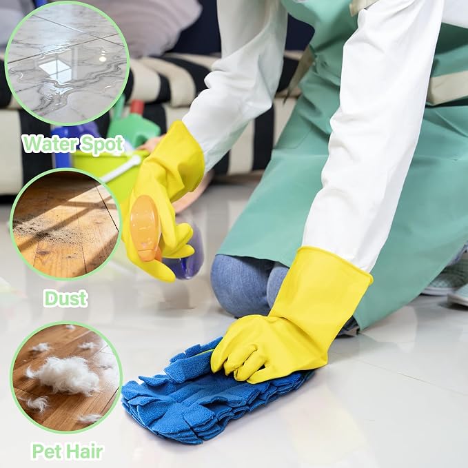 WRINGKIT 15 Pieces Reusable Duster Refill, 360° Heavy Duty Fleece Duster Pads Refills, Washable Hand Dusters Pads for Cleaning Ceiling, Fan Hardwoods Window Kitchen Floor