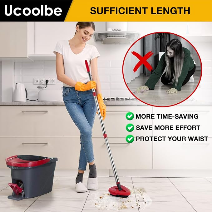 Scrubber Mop Head for O-Cedar EasyWring 1-Tank Mop Head, 2-Pack Scrub Brush | 2 Spin mop scrub brush only; not for RinseClean 2-Tank. Firm nylon bristles clean grout, tile, toilets, decks, glass & walls.