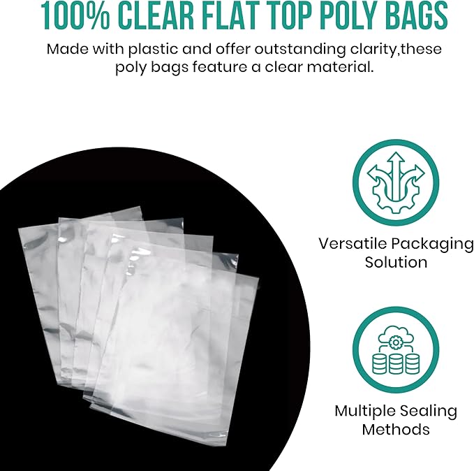 Levex - 3" x 6" (100 Count) Open End Flat Top - 3-Mil Heavy Duty Clear Poly Bags for Packaging, Shipping, Storage & Food (Bags Do Not Have a Seal or Prints)