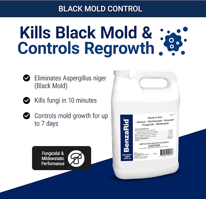 BenzaRid Hospital Disinfectant Virucide Spray Kills 99.99% of MRSA, COVID-19, H5N1, Staph, Avian Flu, Bacteria & Mold | EPA Reg. for Medical, Dental, Veterinary, Farm & Home Use 32 oz