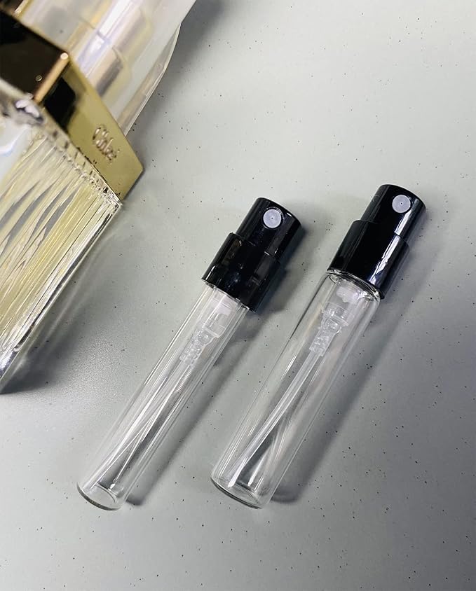 Mini Perfume Travel Refillable Bottle Cologne Sample Pocket Small Empty Glass Spray Bottles Travel Size Atomizer Bottle (50Pack-1.5ML)