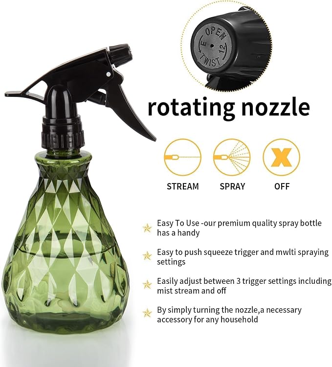 wugongshan 2 Pcs Spray Bottles, 500 ml/17 oz Empty Water Spray Bottles, Plastic Reusable Adjustable Mist Sprayer Squirt Bottles Containers Refillable for Cleaning Solutions, Gardening, Plants