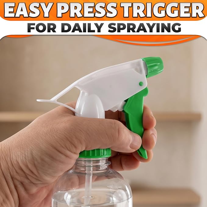 Spray Bottle Nozzle Replacement, 6 Pcs, 8-32oz Bottles (Multicolor) | Replacement Trigger Sprayer Heads for Bottles; Fits 28-400 Thread, Trim-to-Fit Tube; for Cleaning, Garden & Pet Carefor