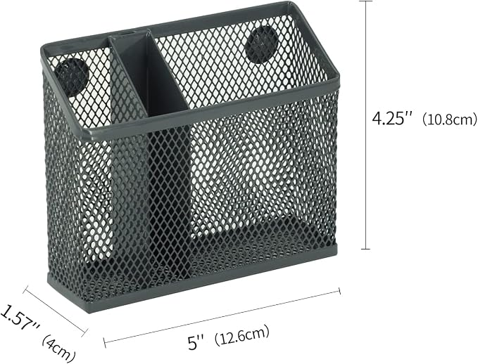 Neudeco Locker Accessories and Decor Kit, Pack of 4, Grey | Mesh Locker Shelf, Locker Organizer, Magnetic Basket, Pen Holder