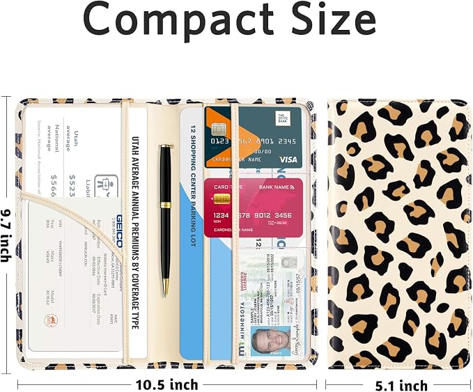 CoBak Car Registration and Insurance Holder | Vehicle Glove Box Organizer, Auto Truck Compartment Document Case with Magnetic Closure for Insurance & Driver License