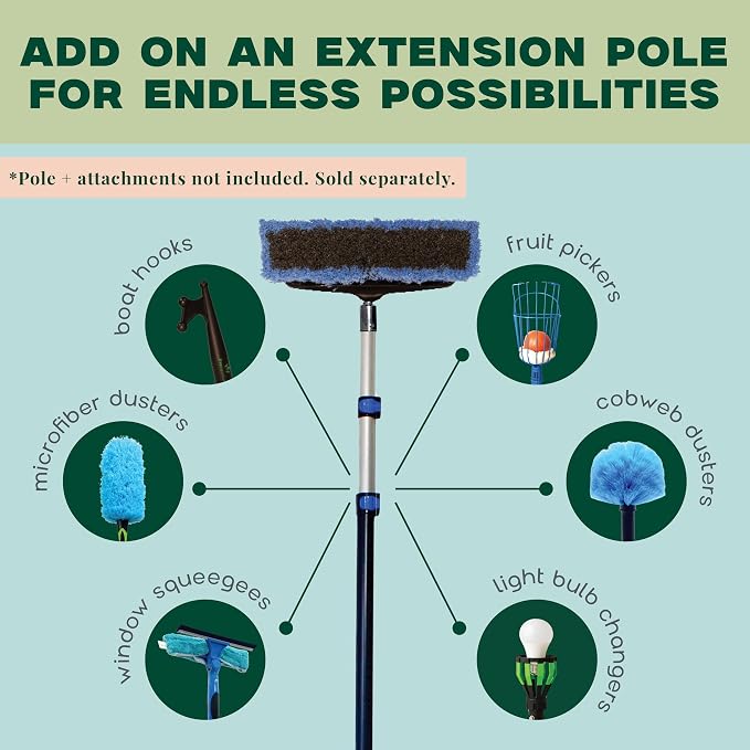 EVERSPROUT 11-Inch Scrub Brush with Rubber Bumper, Pole Not Included | For Vehicles, Floors, Decks, Patios and More, No Scratching Rubber-Edge Bristles, For 3/4" Acme Threads