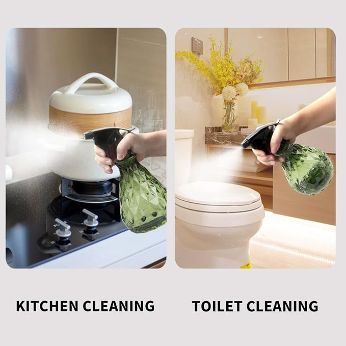 wugongshan 2 Pcs Spray Bottles, 500 ml/17 oz Empty Water Spray Bottles, Plastic Reusable Adjustable Mist Sprayer Squirt Bottles Containers Refillable for Cleaning Solutions, Gardening, Plants (Green)