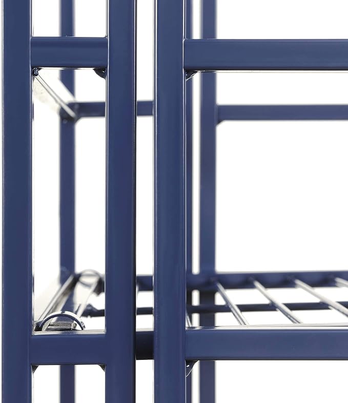 Convenience Concepts Xtra Storage Shelves - 2 Tier Folding Metal Organizer Shelf for Office, Closet, Laundry Room, Garage, Kitchen, Bathroom, & Bedroom, No Tools Assembly, Cobalt Blue