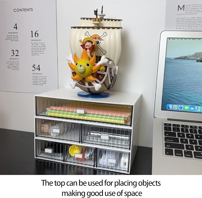 Desk Drawer Organizer, Stackable Office Supplies Desk Organizer, Plastic Plastic Storage Drawer, Desk Grocery Organizer For Stationery/Office Supplies (Blue, 2 Compartment)