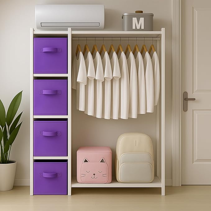 ShellKingdom Storage Bins, Foldable Fabric Storage Cubes And Cloth Storage Organizer Drawer For Closet And Toys, 2 Pack (Violet)